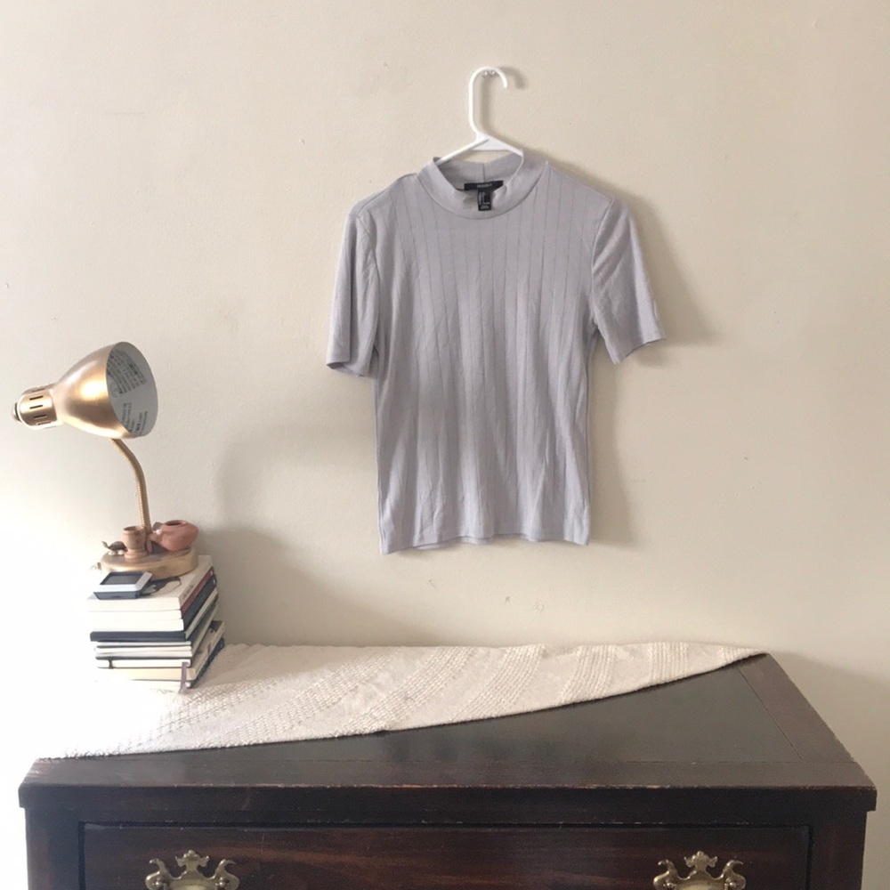 Short-sleeve mock neck sweater